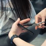 Coupe de cheveux mi-longue femme réalisée en salon